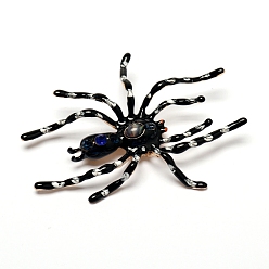 Черный Эмалированные булавки на тему Хэллоуина, Брошь из сплава со стразами для рюкзака, паук, чёрные, 70x90 мм