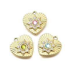(52) Непрозрачная лаванда 304 подвески из нержавеющей стали, со стразами, ионное покрытие (ip), сердце, реальный 14 k позолоченный, разноцветные, 12.5x12x3 мм, отверстие : 1 мм