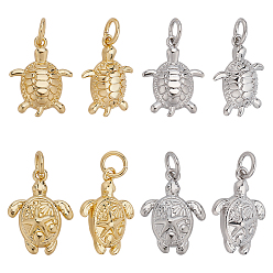 Платиновый & Золотой 12 шт 4 стили латунные подвески, черепаховые чары, с целью перехода в кольце, без свинца и без кадмия, стойки покрытие, долговечный, платиной и золотом, 15~16x11.5~12x3 мм, отверстие : 3.3 мм, 3 шт / стиль