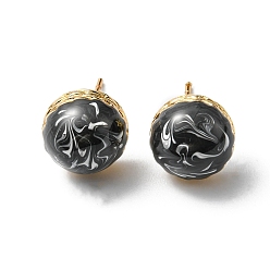 Черный Полукруглые серьги-гвоздики с эмалью, настоящие позолоченные латунные украшения 18k, без кадмия и без свинца, чёрные, 10.5x6 мм