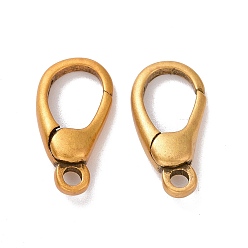 Antique Golden 925 Sterling Silver Keychain Clasps, Teardrop, Antique Golden, 14x7x3mm, Hole: 1.6mm, Inner Diameter: 6.5x5mm