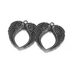 Черный Цвет Металла Тибетский стиль сплава крыла крупные кулоны, без кадмия, без никеля и без свинца, металлический черный , 73x69x4 мм, отверстие : 2~6 мм