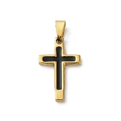 Золотой 201 подвески из нержавеющей стали, с эмалью, вакуумное покрытие pvd, крест очарование, золотые, 21x13x2 мм, отверстие : 6x3.5 мм