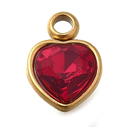 Сиамский 304 из нержавеющей стали с горный хрусталь подвески, ионное покрытие (ip), сердце, Сиам, 9.5x6.5x4.5 мм, отверстие : 1.6 мм