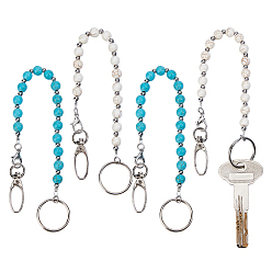 (52) Непрозрачная лаванда 4шт 2 стильный брелок из синтетической бирюзы и магнезита, с застежками-лобстерами из сплава и железными застежками и кольцами, разноцветные, 263 мм