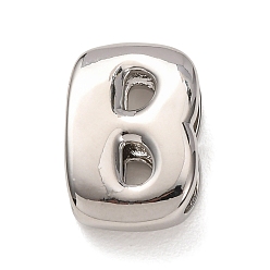 Letter B Латунные бусины, долговечный, стойки покрытие, без свинца и без кадмия, платина, В письме, 21x14x7 мм, отверстие : 18x4 мм