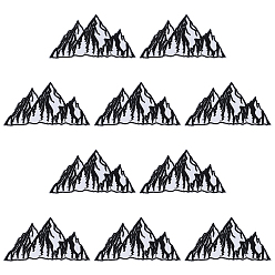 Черный 10шт. тканевые нашивки для одежды, гора, чёрные, 51x94x1.2 мм