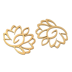 Golden Filigree 304 Stainless Steel Pendants, Laser Cut, Lotus Flower Charms, Golden, 23x28x1mm, Hole: 3x4.5mm