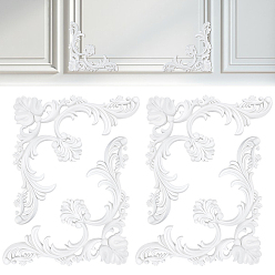 White PU Ornate Wall Decorations, Decorative 3D Scrollwork Panel for Living Rooms & Bedrooms, White, 350x350x32mm