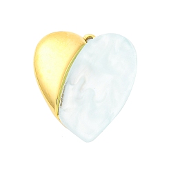 Лазурный 304 подвески из нержавеющей стали, шарма сердца, cmолой, ионное покрытие (ip), реальный 18 k позолоченный, лазурный, 31.5x27.5x5 мм, отверстие : 1.6 мм