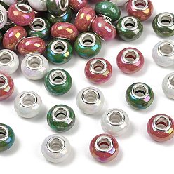 (52) Непрозрачная лаванда Непрозрачная смола европейский бисер, бусины с большим отверстием, рондель с латунными сердечниками, покрытыми серебром, разноцветные, 13.5x8.5 мм, отверстие : 4.5 мм