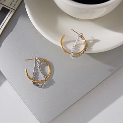 Золотой 304 из нержавеющей стали серьги, c-образный, с цепочкой из кубического циркония и кисточкой, золотые, 45 мм