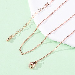 Розовое Золото Ожерелья из текстурированной латунной цепочки, с 304 из нержавеющей стали омара застежками, без свинца и без кадмия, долговечный, стойки покрытие, розовое золото , 17.72 дюйм (45 см)