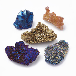 Mixed Color Electroplate Natural Druzy Quartz Crystal Home Decorations, Display Decorations, Random Shape, Mixed Color, 40~120x30~120x20~60mm