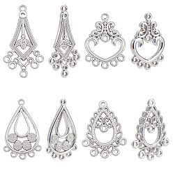 Нержавеющая Сталь Цвет 8 шт. 4 стили 304 компоненты люстры из нержавеющей стали ссылки, разнообразные, цвет нержавеющей стали, 26.5~39.5x19~23.5x2.5 мм, отверстие : 1.4~2 мм, 2 шт / стиль