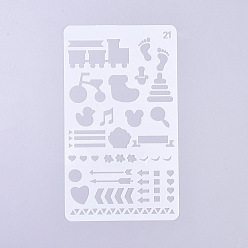 Transparent Wiederverwendbare Zeichenschablonen aus Kunststoff, zum malen auf scrapbook papier wand stoff boden möbel holz, Transparent, 180x104x0.2 mm