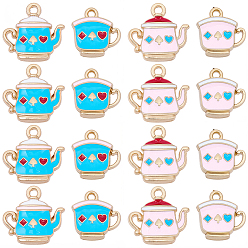 (52) Непрозрачная лаванда 24 шт 4 стили подвески из цинкового сплава с эмалью, золотой свет, чайник, разноцветные, 15~17x14~18x3~3.5 мм, отверстие : 1.5~1.8 мм, 6 шт. / Сл.