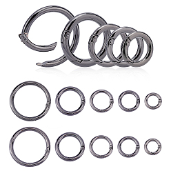 Gunmetal 20Pcs 5 Style Alloy Spring Gate Ring, O Rings, Gunmetal, 20x3.5mm