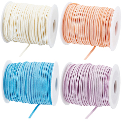 (52) Непрозрачная лаванда 4 рулоны 4 цвета плоский искусственный замшевый шнур, искусственная замшевая кружева, с 1шт. подарочными мешочками из органзы, разноцветные, 2.5 мм, 50 ярдов / ролл