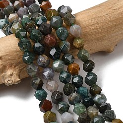 (RRHB277) Кристалл на подкладке из медово-бежевого цвета Природного индийского агата бисер нитей, звезды вырезать круглые бусы, граненые, 5~6x5~6x5~6 мм, отверстие : 1~1.2 мм, около 64~68 шт / нитка, 14.80''~15.04'' (37.6~38.2 см)