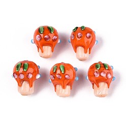Коралловый Ручной работы Lampwork неровный бисер, фруктовый кекс, коралл, 19~20x15~16x14~16 мм, отверстие : 0.8~1 мм
