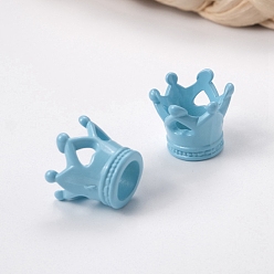 Небесно-голубой Европейский бусы акриловые, бусины с большим отверстием, корона, голубой, 14x12 мм, отверстие : 7 мм