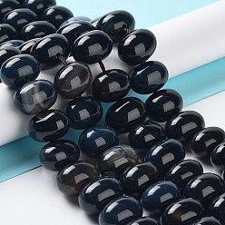 Прусский Синий Природный агат бисер нитей, окрашенная и подогревом, яйцо, берлинская лазурь, 15~17x11~12 мм, отверстие : 1.6 мм, около 14~15 шт / нитка, 6.69~6.89 дюйм (17~17.5 см)