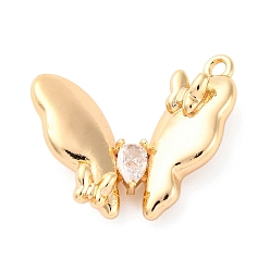 Настоящее золото 18K Кулон из циркония, без кадмия, без никеля и без свинца, бабочки прелести, реальный 18 k позолоченный, 17.5x20.5x5.5 мм, отверстие : 1.6 мм