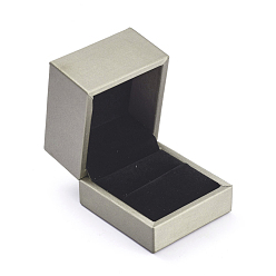 Gray Plastic Jewelry Boxes, Covered with PU Leather, Square, Gray, 6.5x6x5cm