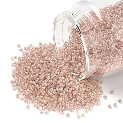 (RRHB279) Light Blush Lined Crystal Миюки круглые бусины рокайль, японский бисер, 11/0, (rrhb 279) кристалл на подкладке из светло-румянского цвета, 11/0, 2x1.3 мм, отверстие : 0.8 мм, Около 50000 шт / фунт