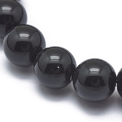 Black Stone Synthetic Black Stone Bead Stretch Bracelets, Round, 2 inch~2-3/8 inch(5~6cm), Bead: 5.8~6.8mm