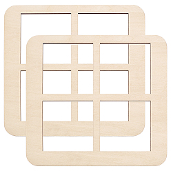 Цвет Древесины 2шт. 4-прорезные подставки под стаканы из фанеры, прямоугольные, деревесиные, 26x28x0.5 см