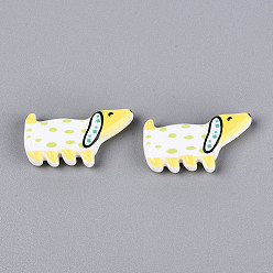 Золотистый Печатные непрозрачные бусины из смолы, собака, золотые, 18x33x6 мм, отверстие : 1.4 мм