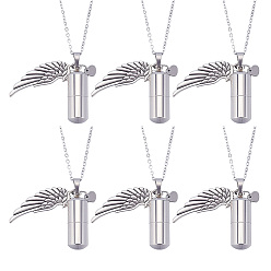 Нержавеющая Сталь Цвет 6 шт. 304 ожерелья из нержавеющей стали с цепочкой, с 304 флаконом для духов из нержавеющей стали и подвесками из сплава, цвет нержавеющей стали, 17.72 дюйм (45 см)