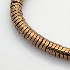 с Покрытием Меди Гальванизировать немагнитных синтетический гематит бисер пряди, волнистый, плоско-круглые, с медным покрытием, 4x1 мм, отверстие : 1 мм, около 358 шт / нитка, 15.7 дюйм