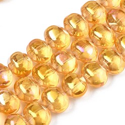 Темно-Оранжевый Гальванизируйте стекла прядь, AB цвет, овальные, темно-оранжевый, 10.5~11.5x14x10 мм, отверстие : 1 мм, около 57~59 шт / нитка, 24.41 дюйм ~ 25.20 дюйм (62~64 см)