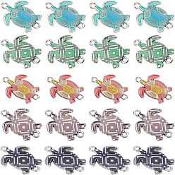 Random Single Color or Random Mixed Color 40Pcs Alloy Links Connectors, with Enamel, Platinum, Tortoise, Random Single Color or Random Mixed Color, 24x18x2mm, Hole: 1.5~1.8mm