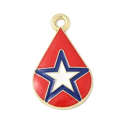 Teardrop Эмалевые подвески из сплава в честь Дня независимости, золотые, слеза, 26x16x2 мм, отверстие : 2 мм