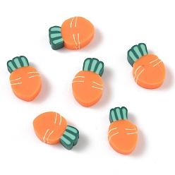 Carrot Бусины из полимерной глины ручной работы с фруктово-овощной тематикой, для поделок ювелирных изделий, морковь, 16.5x10.5x4.5 мм, отверстие : 1.6 мм