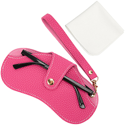 Фуксиновый 1Чехол для очков из искусственной кожи, чехол для солнцезащитных очков, с фурнитурой для железа и салфеткой для чистки из замшевого волокна., красно-фиолетовые, 1 мм