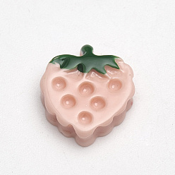 Light Salmon Resin Cabochon Rhinestone Settings, Strawberry, Light Salmon, Fit for 1.5mm rhinestone, 16x13x4~5mm