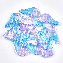 Sky Blue Spray Painted Glass Pendants, Wing, Sky Blue, 36x18x5.5~6mm, Hole: 1mm