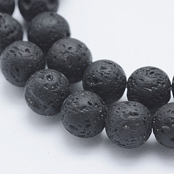 Black Synthetic Lava Rock Beads Strands, Dyed, Round, Black, 8mm, Hole: 1.2mm, about 48pcs/strand, 15.7 inch(39.5cm)