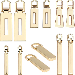 Light Gold 18Pcs 6 Style Zinc Alloy Replacement Zipper Pull Tabs, for Suitcase, Bag, Rectangle, Light Gold, 3pcs/style