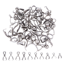 Stainless Steel Color 304 Stainless Steel Pinch Bails, Ice Pick Pinch Bails for Pendant Making, Stainless Steel Color, 40pcs/box