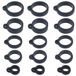 Черный 60шт 5 стиль силиконовый кулон, для изготовления электронных стилусов и зажигалок, чёрные, 16~29x12~24.5x6~8 мм, отверстие : 2~3 мм, внутренний диаметр: 8~20.5 мм, 12 шт / стиль