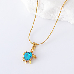 Темно-Голубой 3 шт. из нержавеющей стали маленькая морская черепаха кулон пляжный отдых ожерелья для женщин, золотые, глубокое синее небо, 15.75 дюйм (40 см)