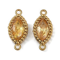 (932FM) Темно-синий аква-матовый с подкладкой Ионное покрытие (ip) 304 подвески-коннекторы из нержавеющей стали с кубическим цирконием в форме конского глаза, реальный 18 k позолоченный, темно-золотистые, 13x6x2.5 мм, отверстие : 0.9 мм