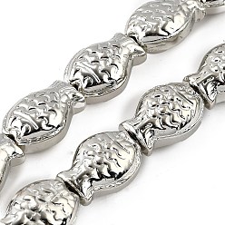 с Платиновым Покрытием Стеклянные бусины с гальваническим покрытием , рыба, полное покрытие, с покрытием платиным, 15x10x3 мм, отверстие : 1 мм, около 28~29 шт / нитка, 15.16~15.75 дюйм (38.5~40 см)