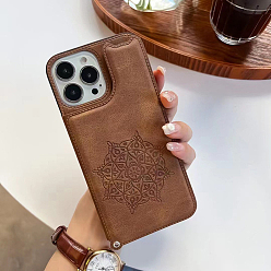 Сиена Чехол для мобильного телефона из искусственной кожи для женщин и девочек, защитные чехлы для камер с узором мандалы для iphone 14 pro, цвет охры, 15.4x7.9x1.4 см
